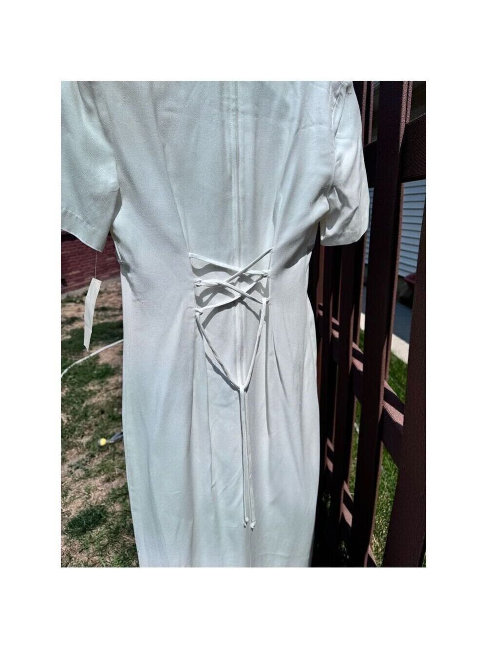 Vintage Sears dress BNWT size 7/8 Be Smart long satiny creamy - Picture 10 of 16